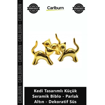 Özel Üretim Modern Gold Ev Ofis Kedi Tasarımlı Küçük Seramik Biblo Parlak Altın Dekoratif Süs