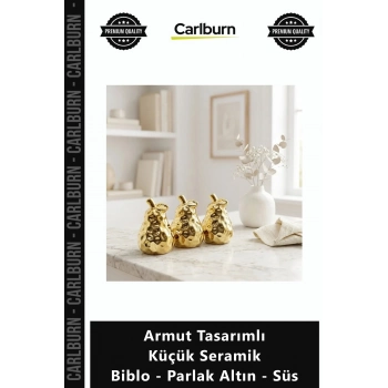 Özel Üretim Lüks Dekoratif Gold Modern Ofis Armut Tasarımlı Küçük Seramik Biblo Parlak Altın Süs