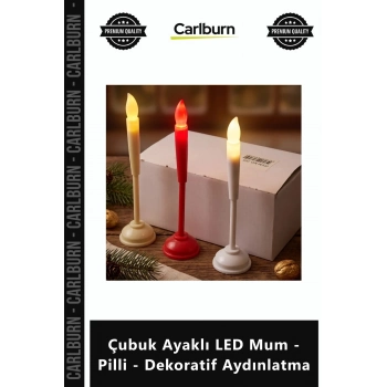 Özel Üretim Şamdan Tipi Şık Modern Titreşimli Çubuk Ayaklı LED Mum Pilli Dekoratif Aydınlatma