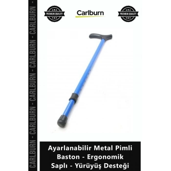 Özel Üretim Sağlam Mavi Medikal Ayarlanabilir Metal Pimli Baston Ergonomik Saplı Yürüyüş Desteği