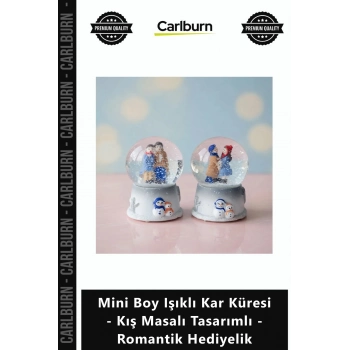 Özel Üretim Dekoratif Yılbaşı Mini Boy Işıklı Kar Küresi Kış Masalı Tasarımlı Romantik Hediyelik