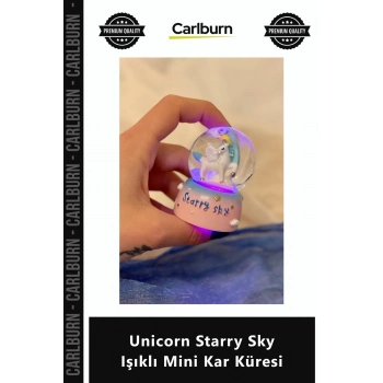 Özel Üretim Hediyelik Dekoratif Gece Lambası Masa Üstü Unicorn Starry Sky Işıklı Mini Kar Küresi