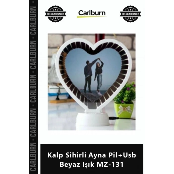 Özel Üretim Fotoğraf Çerçevesi Hediyelik Işıklı Modern Kalp Sihirli Ayna Pil+Usb Beyaz Işık MZ131