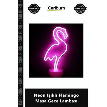 Özel Üretim Pembe Dekoratif Pilli Modern Şık Estetik Ev Dekorasyonu Neon Işıklı Flamingo Masa Gece L