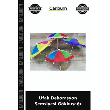 Özel Üretim Renkli Dekoratif Süsleme 30cm Çap Kumaş Balkon Oda Ufak Dekorasyon Şemsiyesi Gökkuşağı