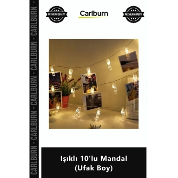 Özel Üretim Dekoratif Pilli LED Fotoğraf Askısı Duvar Süsleme Şık Işıklı 10lu Mandal Ufak Boy