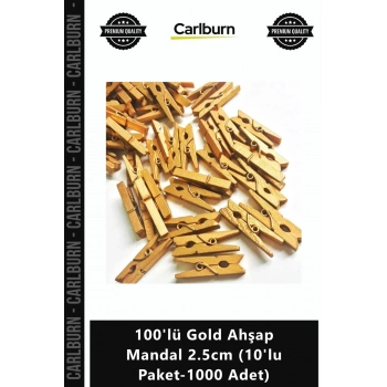 Özel Üretim Dekoratif Şık Tasarım Mini Fotoğraf 100lü Gold Ahşap Mandal 25cm 10lu Paket1000 Adet