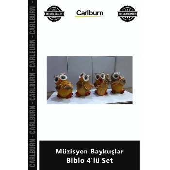 Özel Üretim Dekoratif Hediyelik Polyester Figür Sanatsal Tasarım Orkestra Müzisyen Baykuşlar Biblo 4