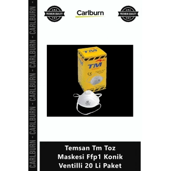 Özel Üretim Kaliteli İş Güvenliği Koruyucu Temsan Tm Toz Maskesi Ffp1 Konik Ventilli 20 Li Paket