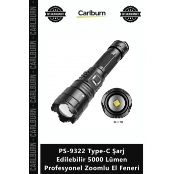 Özel Üretim PeakStar XHP70 PS9322 TypeC Şarj Edilebilir 5000 Lümen Profesyonel Zoomlu El Feneri