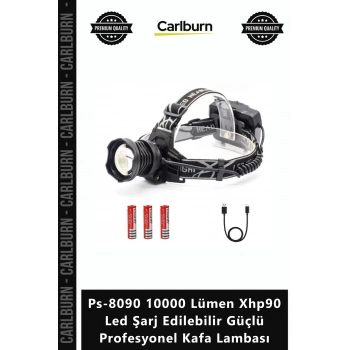 Özel Üretim Zoomlu Ps8090 10000 Lümen Xhp90 Led Şarj Edilebilir Güçlü Profesyonel Kafa Lambası