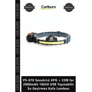 Özel Üretim PS678 SensörLü XPG + COB far 2000mAh 18650 USB Taşınabilir Su Geçirmez Kafa Lambası