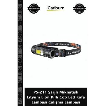 Özel Üretim Siyah ABS PS211 Şarjlı Mıknatıslı Lityum Lion Pilli Cob Led Kafa Lambası Çalışma Lambası