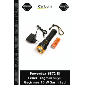 Özel Üretim Profesyonel Darbe Dayanıklı Powerdex6572 El Feneri Yağmur Suyu Geçirmez 10 W Şarjlı Led
