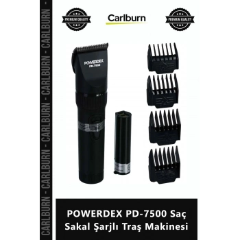 Özel Üretim Profesyonel Çelik Bıçaklı Kablosuz Kesim POWERDEX PD7500 Saç Sakal Şarjlı Traş Makinesi
