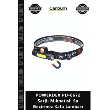 Özel Üretim Kamp Avcı Şarjlı Led Fener POWERDEX PD6672 Şarjlı Mıknatıslı Su Geçirmez Kafa Lambası