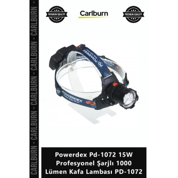 Özel Üretim Güçlü Ledli Powerdex Pd1072 15W Profesyonel Şarjlı 1000 Lümen Kafa Lambası PD1072