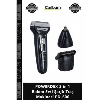 Özel Üretim Profesyonel Ergonomik Saç Sakal Kesim POWERDEX 3 in 1 Bakım Seti Şarjlı Traş Makinesi PD