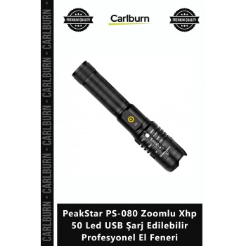 Özel Üretim Güçlü Avcı PeakStar PS080 Zoomlu Xhp 50 Led USB Şarj Edilebilir Profesyonel El Feneri