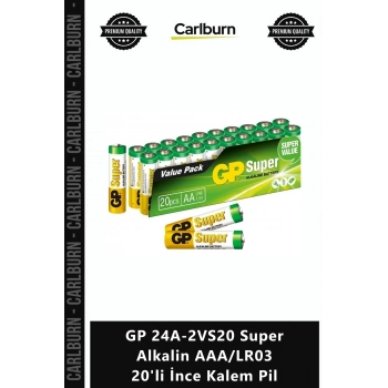 Özel Üretim Uzun Ömürlü Dayanıklı Seri GP 24A2VS20 Super Alkalin AAALR03 20li İnce Kalem Pil
