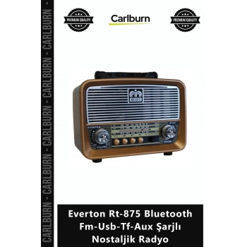 Özel Üretim Retro Tasarım Güçlü Ses Everton Rt875 Bluetooth FmUsbTfAux Şarjlı Nostaljik Radyo