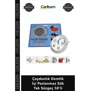 Özel Üretim 304 Kalite Çay Süzgeci Pratik Metal Çaydanlık Demlik İçi Paslanmaz Sök Tak Süzgeç 50’li