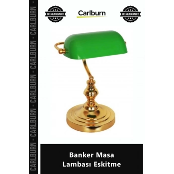 Özel Üretim Nostaljik Retro Dekoratif Ofis Çalışma Masası Yeşil Camlı Banker Masa Lambası Eskitme