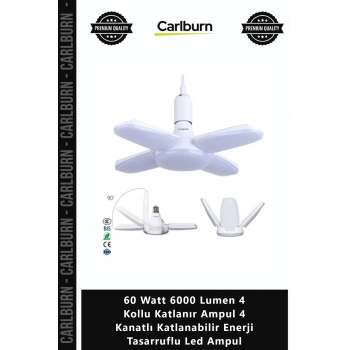 Özel Üretim 60 Watt 6000 Lumen 4 Kollu Katlanır Ampul 4 Kanatlı Katlanabilir Enerji Tasarruflu Led A
