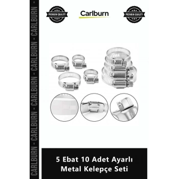 Özel Üretim Paslanmaz Hortum Sıkma Aparatı Otomotiv Bahçe 5 Ebat 10 Adet Ayarlı Metal Kelepçe Seti