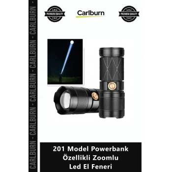 Özel Üretim 30W Güçlü Şarjlı TypeC Outdoor SOS 201 Model Powerbank Özellikli Zoomlu Led El Feneri