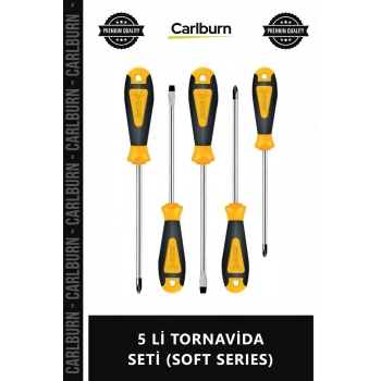 Özel Üretim Profesyonel Ergonomik Dayanıklı El Aletleri Çelik Uçlu 5 Lİ TORNAVİ SETİ SOFT SERIES