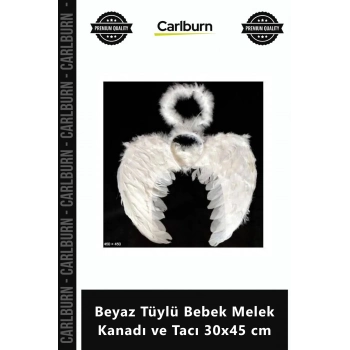 Özel Üretim Kostüm Aksesuar Fotoğraf Çekim Seti Beyaz Tüylü Bebek Melek Kanadı Tacı 30x45 cm
