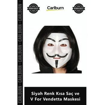 Özel Üretim Parti Kostüm Aksesuar Eğlence Maskeli Balo Siyah Renk Kısa Saç V For Vendetta Maskesi