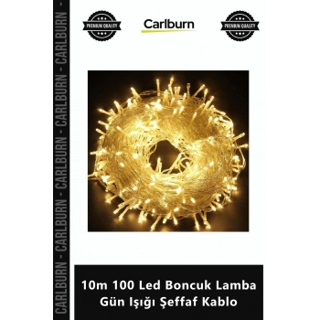 Özel Üretim Dekoratif Aydınlatma Yılbaşı Süsleme 10m 100 Led Boncuk Lamba Gün Işığı Şeffaf Kablo