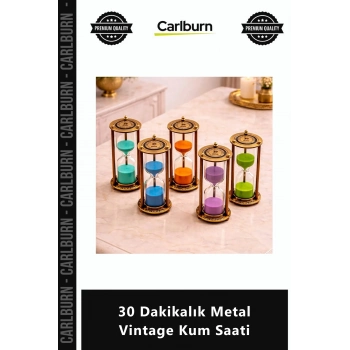 Özel Üretim Retro Dekoratif Ofis Hediyelik Eskitme Aksesuarı 30 Dakikalık Metal Vintage Kum Saati