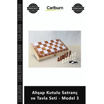 Özel Üretim Hediyelik Doğal 28cm Katlanabilir Kilitli Ahşap Kutulu Satranç Tavla Seti Model 3