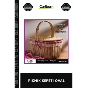 Özel Üretim El Yapımı Hasır Doğal Bambu Şık Tasarım Dayanıklı Ergonomik Estetik PİKNİK SEPETİ OVAL