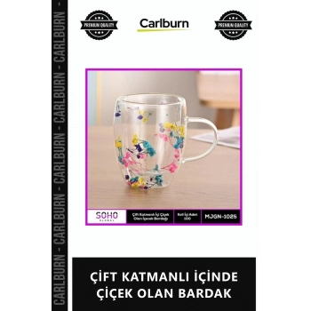 Özel Üretim Borosilikat Isıya Dayanıklı Estetik Hediyelik ÇİFT KATMANLI İÇİNDE ÇİÇEK OLAN BARDAK