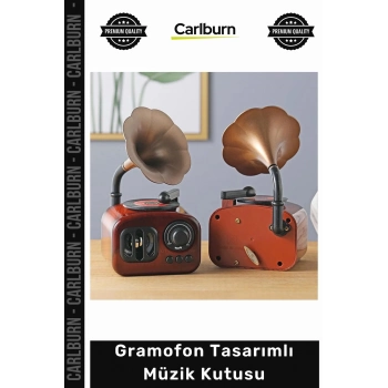 Özel Üretim Nostaljik Retro Radyo Görünümlü Kurmalı Mekanik Masaüstü Gramofon Tasarımlı Müzik Kutusu