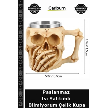 #Kupa Paslanmaz Isı Yalıtımlı Sızdırmaz Şık Ergonomik Hediye Lüks Mug Bilmiyorum Çelik Kupa
