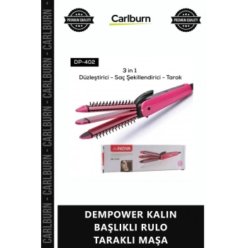 Özel Üretim Seramik Kaplama Profesyonel Saç Şekillendirici DEMPOWER KALIN BAŞLIKLI RULO TARAKLI MAŞA