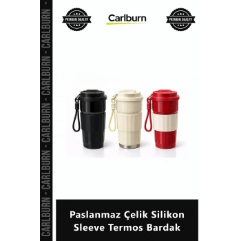 Özel Üretim Sızdırmaz Kapaklı Taşıma Askılı Isı Yalıtımlı Mug Paslanmaz Çelik Silikon Sleeve Termos
