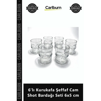 Özel Üretim Marjinal Tasarım Kristal Cam Espresso 6lı Kurukafa Şeffaf Cam Shot Bardağı Seti 6x5 cm