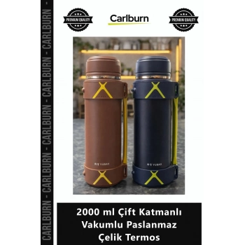 Özel Üretim Dayanıklı Sızdırmaz Isı Korumalı 2000 ml Çift Katmanlı Vakumlu Paslanmaz Çelik Termos