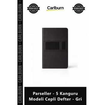 Özel Üretim Promosyon Logo Baskılı Kurumsal Şık Parseller 5 Kanguru Modeli Cepli Defter Gri