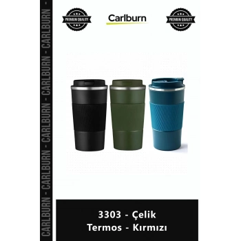 Özel Üretim Paslanmaz Sızdırmaz Çift Katmanlı Isı Korumalı Şık Tasarım 3303 Çelik Termos Kırmızı