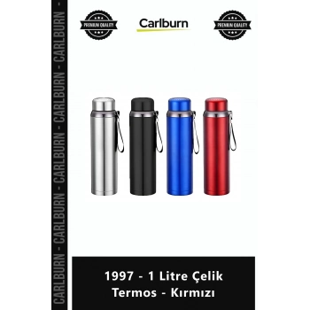 Özel Üretim Paslanmaz Isı Yalıtımlı Sızdırmaz Kamp Outdoor 1997 1 Litre Çelik Termos Kırmızı