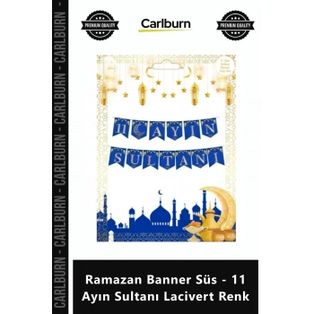 Özel Üretim Banner Şık Ramazan Banner Süs Lacivert Dekoratif Altın Detay Manevi Atmosfer 11 Ayın Sul