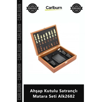 #Satranç Hediyelik Paslanmaz Çelik Şık Tasarım Lüks Ahşap Kutulu Satrançlı Matara Seti