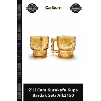 #Bardak Borosilikat Isıya Dayanıklı Estetik Tasarım 2Li Cam Kurukafa Kupa Bardak Seti